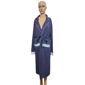 Women blue bath robe size medium 100% cotton